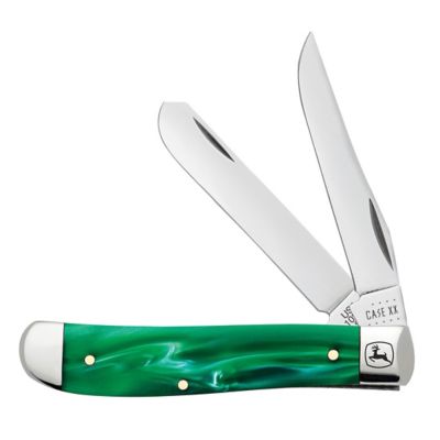 Case Cutlery 2.7 in. and 2.8 in. John Deere Smooth Kirinite Mini Trapper Knife, Green Pearl