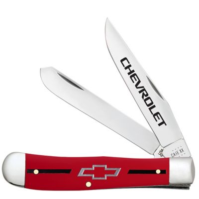 Case Cutlery 3.24 in. and 3.27 in. Chevrolet Smooth Synthetic Trapper Knife, Red