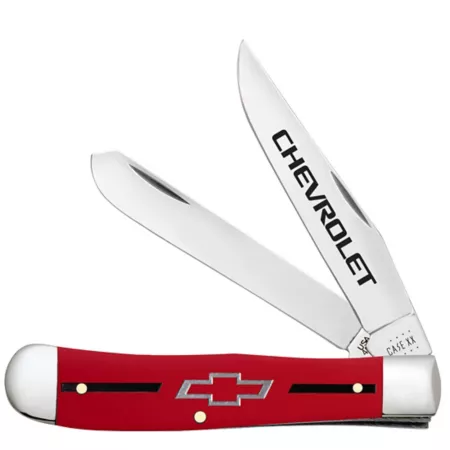 Case Cutlery Chevrolet 3.24 in and 3.27 in Smooth Synthetic Trapper Knife Red Knives