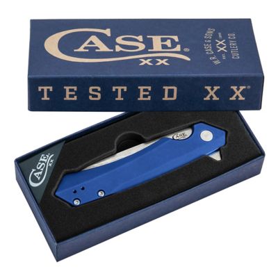 Image showing  3.4 in. Aluminum Kinzua Knife with Tanto Blade, Blue