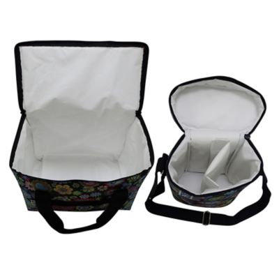 Image showing  30-Can Floral Print Wine Tote and Soft-Sided Cooler Set