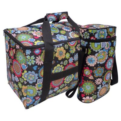 Image showing  30-Can Floral Print Wine Tote and Soft-Sided Cooler Set