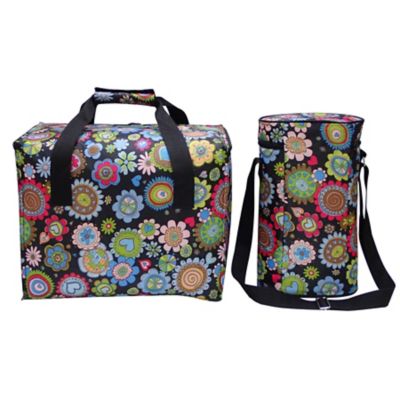 Image showing  30-Can Floral Print Wine Tote and Soft-Sided Cooler Set