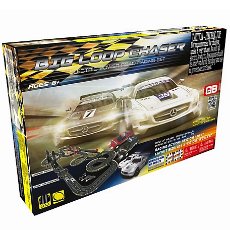Golden Bright Big Loop Chaser Electric-Powered Toy Road Racing Set, Includes 2 Mercedes Benz SLS AMG GT3 Racing Cars