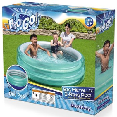 Image showing  H2OGO! Big Metallic 3-Ring Inflatable Pool
