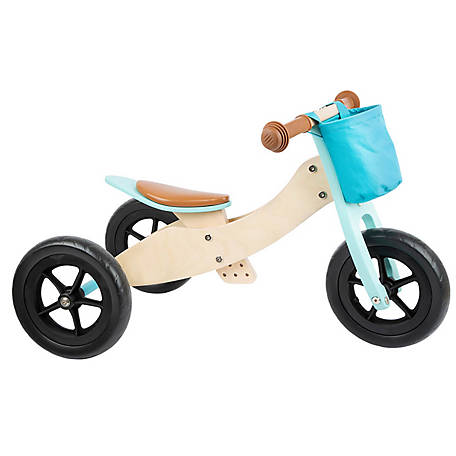 Legler Unisex Small Foot Wooden Toys 2-in-1 Training Balance Bike/Trike,  Max Blue, for Children Ages 12+ Months, 11609