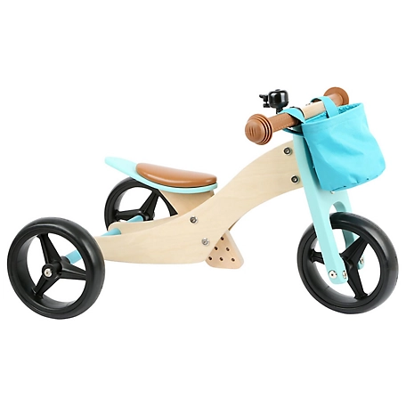 Legler Unisex Small Foot Wooden Toys 2-in-1 Training Balance Bike/Trike, Blue, for Children Ages 12+ Months, 11610