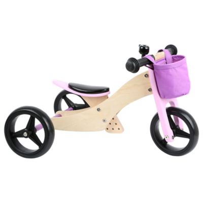 Legler Unisex Small Foot Wooden Toys 2-in-1 Training Balance Bike/Trike, Pink, for Ages 12+ Months