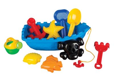 Toysmith Pirate Ship Beach Toy Set, 14 in. Bucket with Sand Toys