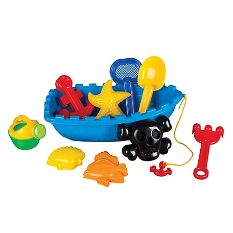 Toysmith Pirate Ship Beach Toy Set, 14 in. Bucket with Sand Toys