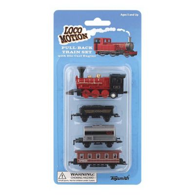 Toysmith Assorted Loco Motion Mini Pull-Back Train Set with Die-Cast Engine