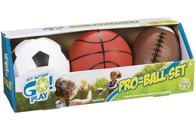 Toysmith Get Outside Go! Pro-Ball Set, 5 in. Soccer Ball, 6.5 in. Football and 5 in. Basketball, 3 pc.