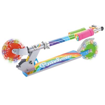 Image showing  Rainbow Foldable Scooter with Light-Up Wheels, For Ages 5+