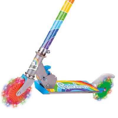 Image showing  Rainbow Foldable Scooter with Light-Up Wheels, For Ages 5+