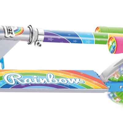 Image showing  Rainbow Foldable Scooter with Light-Up Wheels, For Ages 5+