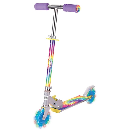 Ozbozz Tie Dye Foldable Scooter with Light-Up Wheels, For Ages 5+