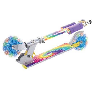 Image showing  Tie Dye Foldable Scooter with Light-Up Wheels, For Ages 5+