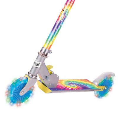 Image showing  Tie Dye Foldable Scooter with Light-Up Wheels, For Ages 5+