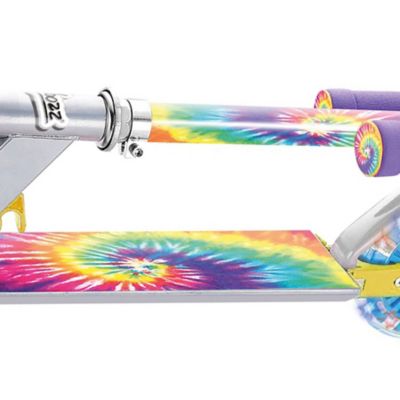 Image showing  Tie Dye Foldable Scooter with Light-Up Wheels, For Ages 5+