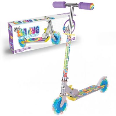 Image showing 6 th Ozbozz Tie Dye Foldable Scooter with Light-Up Wheels, For Ages 5+