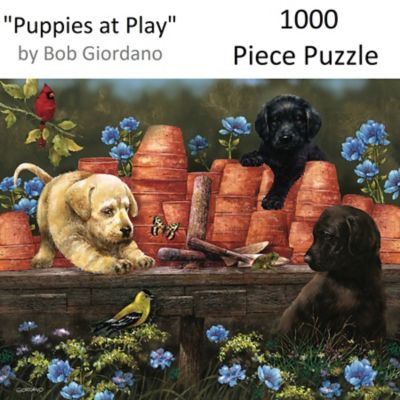 Image showing  1,000 pc. Puppies at Play by Bob Giordano Jigsaw Puzzle, 24 in. x 30 in.