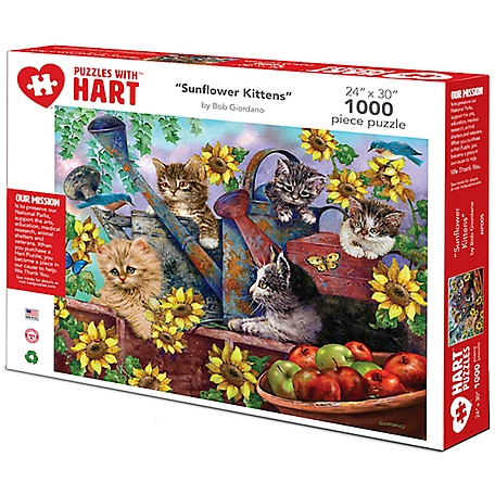 Hart Puzzles 1,000 pc. Sunflower Kittens by Bob Giordano Jigsaw Puzzle, 24 in. x 30 in.