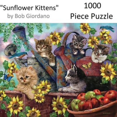 Image showing  1,000 pc. Sunflower Kittens by Bob Giordano Jigsaw Puzzle, 24 in. x 30 in.