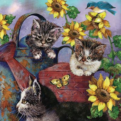 Image showing  1,000 pc. Sunflower Kittens by Bob Giordano Jigsaw Puzzle, 24 in. x 30 in.