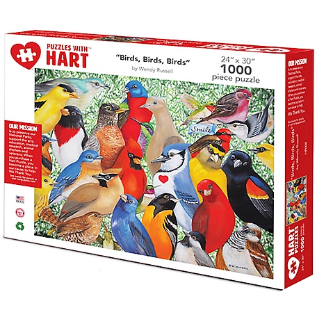 Hart Puzzles 1,000 pc. Birds by Wendy Russell Jigsaw Puzzle, 24 in. x 30 in.