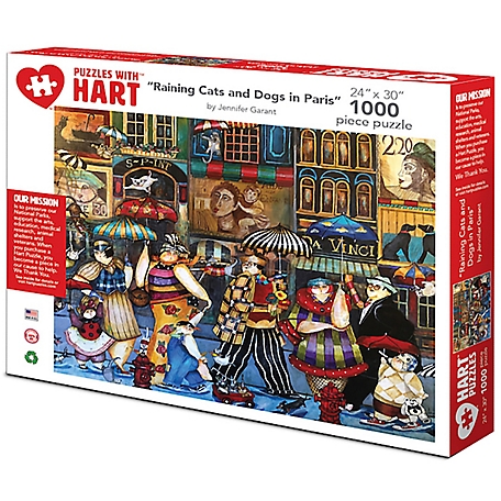 Hart Puzzles 1,000 pc. Raining Cats and Dogs in Paris by Jennifer Garant Jigsaw Puzzle, 24 in. x 30 in.
