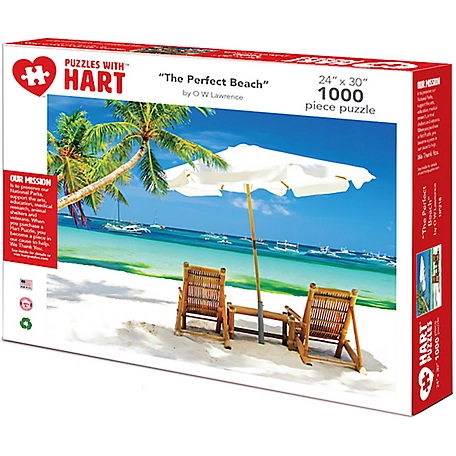 Hart Puzzles 1,000 pc. The Perfect Beach by O W Lawrence Jigsaw Puzzle, 24 in. x 30 in.