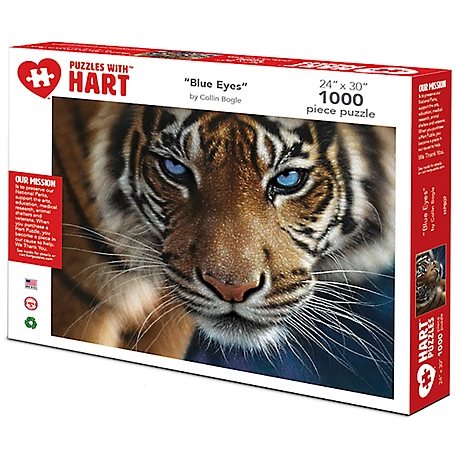 Hart Puzzles 1,000 pc. Blue Eyes Tiger by Colin Bogle Jigsaw Puzzle, 24 in. x 30 in.