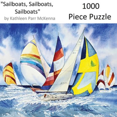 Image showing  1,000 pc. Sailboats by Kathleen Parr Mckenna Jigsaw Puzzle, 24 in. x 30 in.