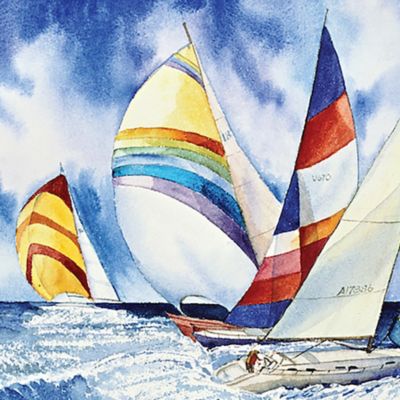 Image showing  1,000 pc. Sailboats by Kathleen Parr Mckenna Jigsaw Puzzle, 24 in. x 30 in.