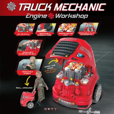 Image showing  Truck Mechanic Engine Workshop, Red, Cool Take Apart and Rebuild Engine with Remote Car Key