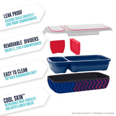 Image showing  Bento Switch Up Leakproof Insulated Lunch Box with Bottle and Adjustable Dividers, Blue/Red