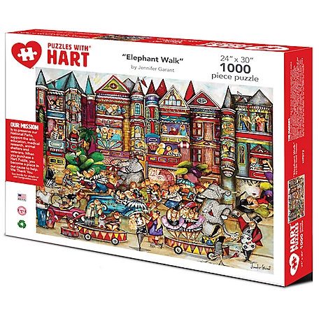 Hart Puzzles 1,000 pc. Elephant Walk by Jennifer Garant Jigsaw Puzzle, 24 in. x 30 in.