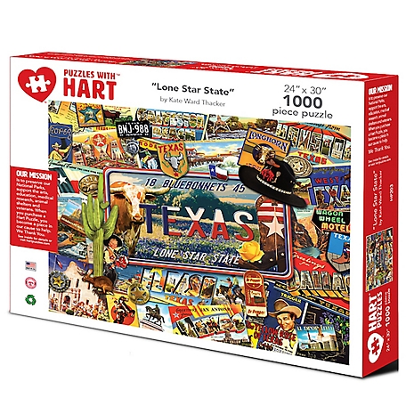 Hart Puzzles 1,000 pc. Lone Star State by Kate Ward Thacker Jigsaw Puzzle, 24 in. x 30 in.