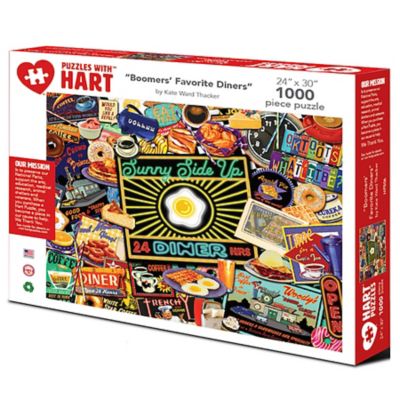 Hart Puzzles 1,000 pc. Boomer's Favorite Diners by Kate Ward Thacker Jigsaw Puzzle, 24 in. x 30 in.