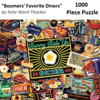 Image showing  1,000 pc. Boomer's Favorite Diners by Kate Ward Thacker Jigsaw Puzzle, 24 in. x 30 in.