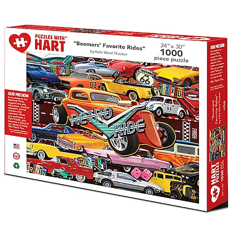 Hart Puzzles 1,000 pc. Boomer's Favorite Rides by Kate Ward Thacker Jigsaw Puzzle, 24 in. x 30 in.