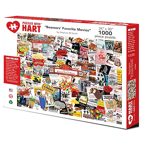 Hart Puzzles 1,000 pc. Boomers' Favorite Movies by Steve Smith Jigsaw Puzzle, 24 in. x 30 in.