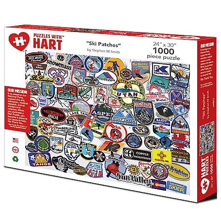 Hart Puzzles 1,000 pc. Ski Patches by Steve Smith Jigsaw Puzzle, 24 in. x 30 in.