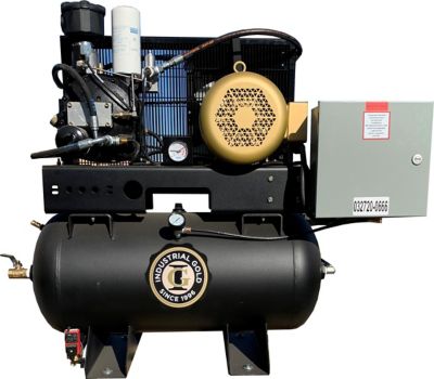 Industrial Gold 5 HP 30 gal. Horizontal Rotary Screw Compressor, 208 to 230V, 3 Phase, 18 CFM at 150 PSI