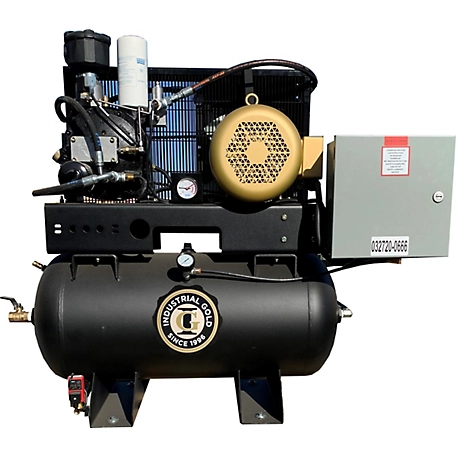 Industrial Gold 7.5 HP 30 gal. Horizontal Rotary Screw Air Compressor/Oil Cooler, 208 to 230V, 1 Phase