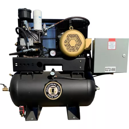 Industrial Gold 10 HP 30 gal Horizontal Air and Oil Cooler 208 to 230 V 3 Phase 40 CFM to 150 PSI Stationary Air Compressors