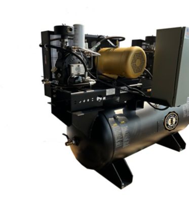 Image showing  7.5 HP 120 gal. Horizontal Rotary Screw Duplex Air Compressor, 208 to 230V, 1 Phase