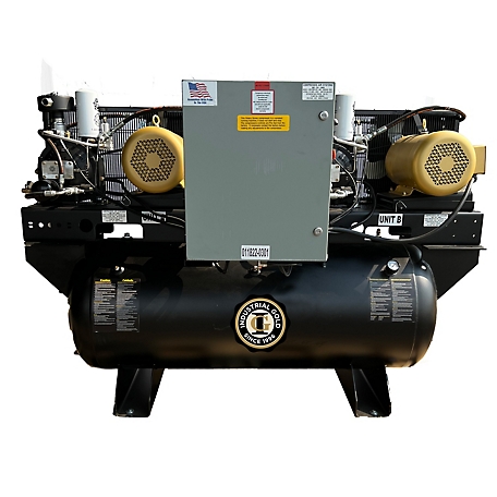 Industrial Gold 10 HP 120 gal. Horizontal Rotary Screw Duplex Air Compressor, 208 to 230V, 3 Phase