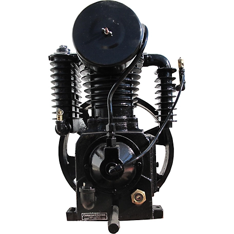 Industrial Gold Cast-Iron Reciprocating Air Compressor Pump, 2 Stage, 12 to 25 CFM at 175 PSI, Disc and Spring Valve