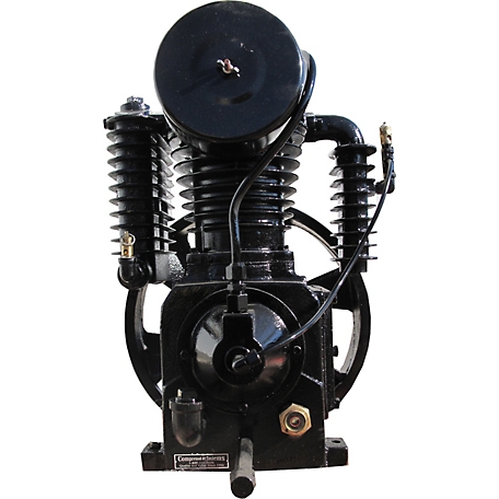 Industrial Gold Cast-Iron Air Compressor Pump, 2 Stage, 12 to 25 CFM at 175 PSI, Disc and Spring Valve